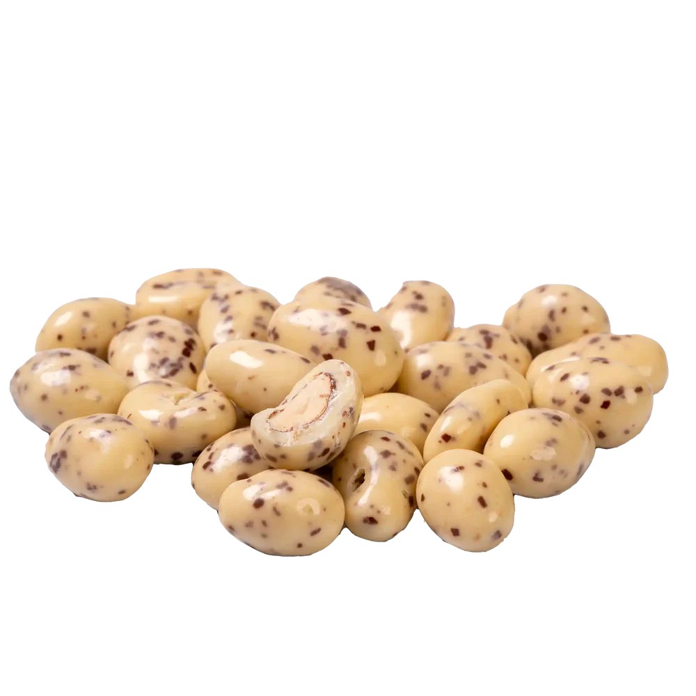 Amandes au chocolat blanc straciatella