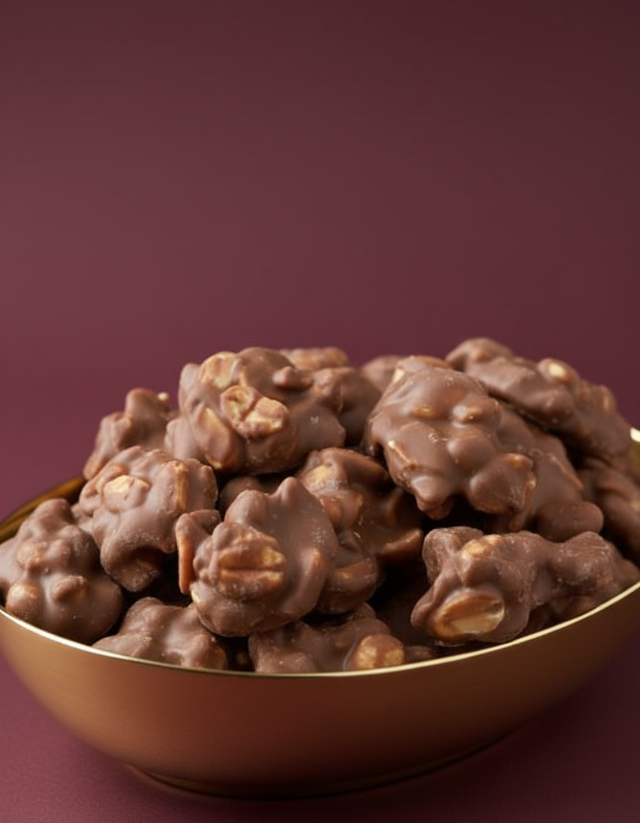 Rochers de cacahuètes enrobées de chocolat au lait