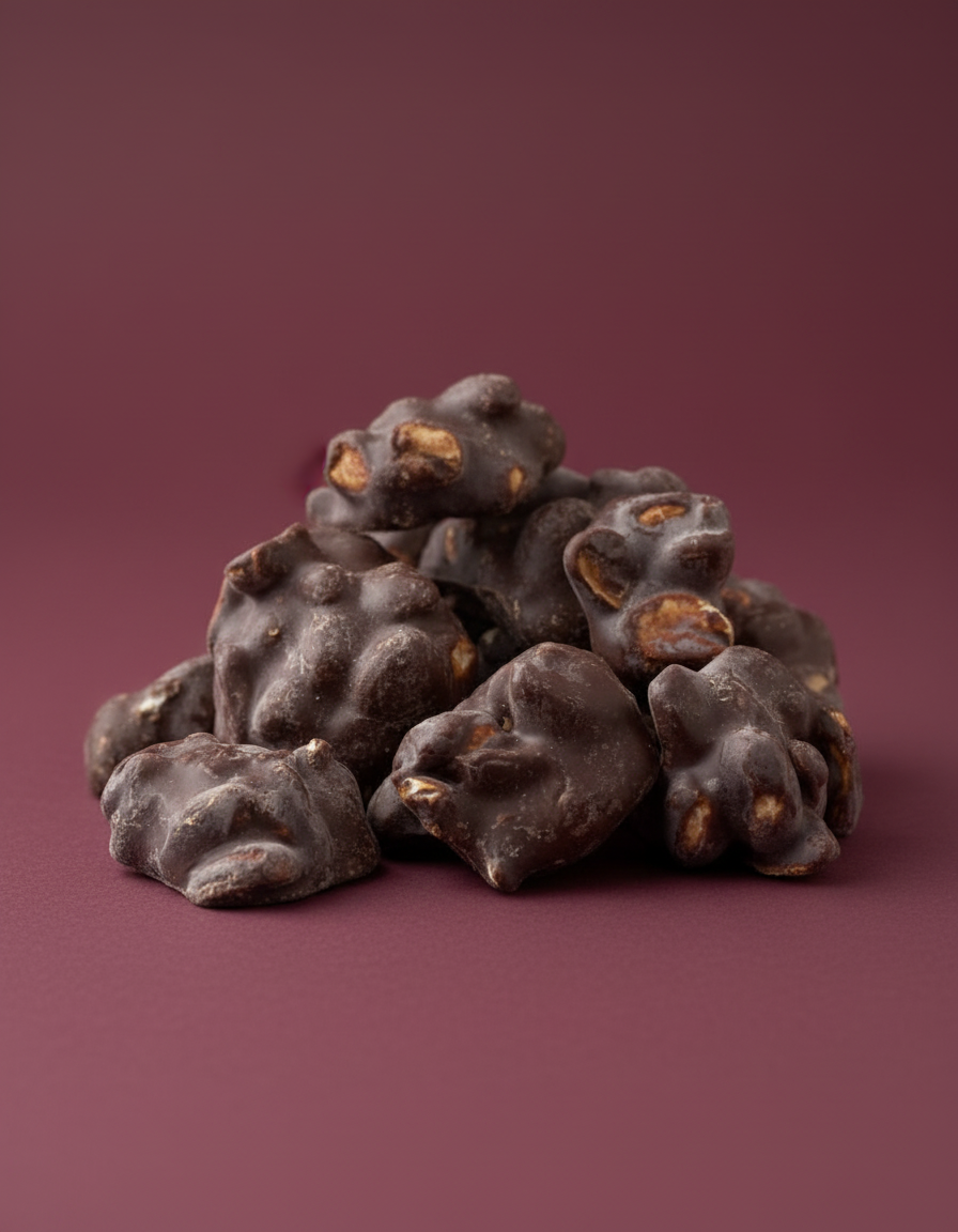 Rochers de cacahuètes enrobées de chocolat noir