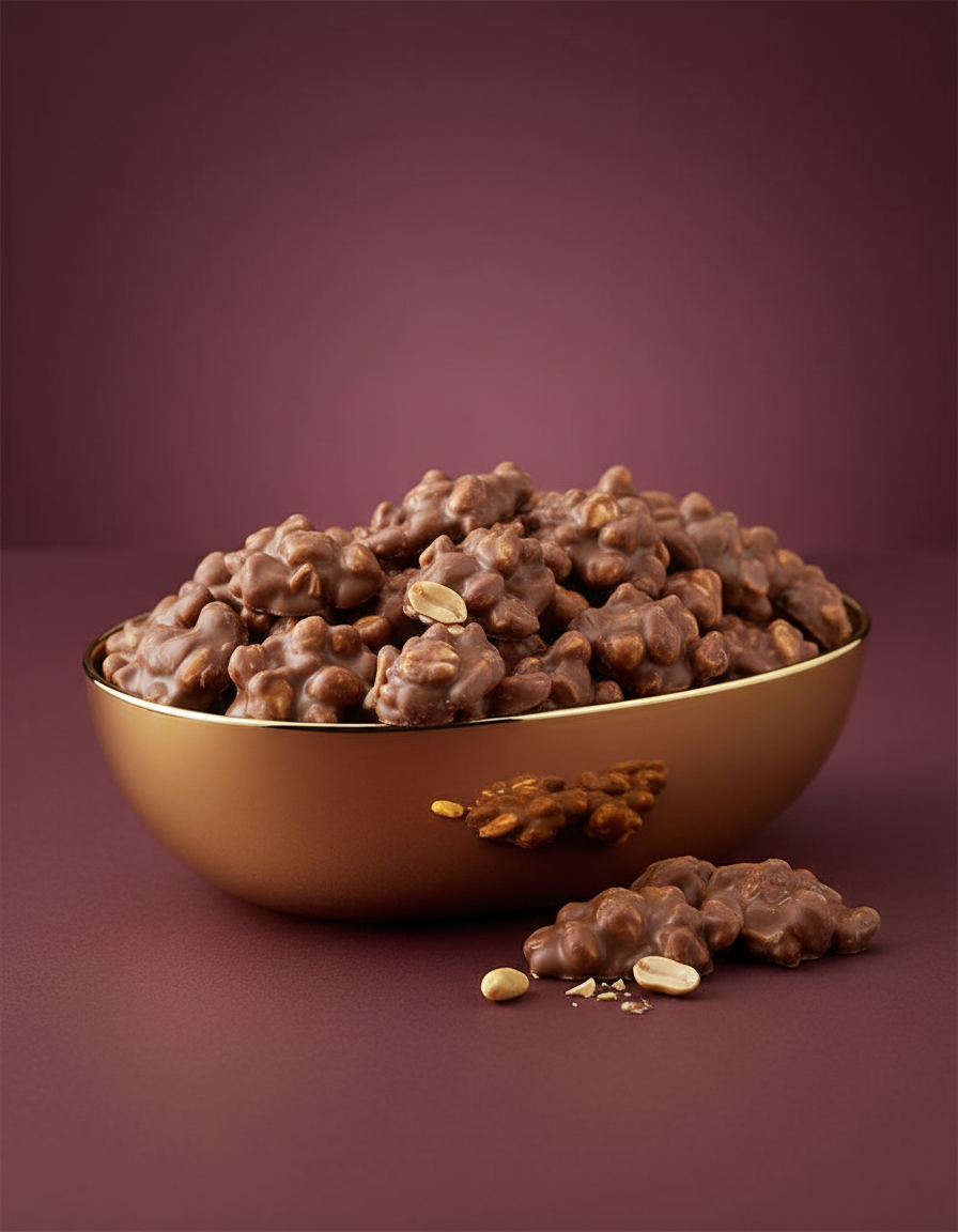 Rochers de cacahuètes enrobées de chocolat au lait
