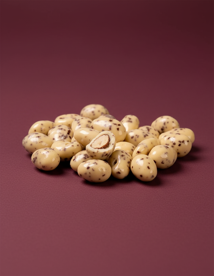 Amandes enrobées de chocolat blanc straciatella