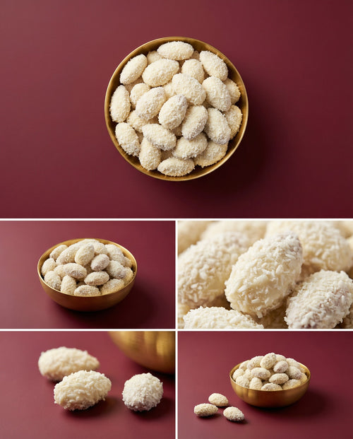 Amandes au chocolat blanc à la noix de coco