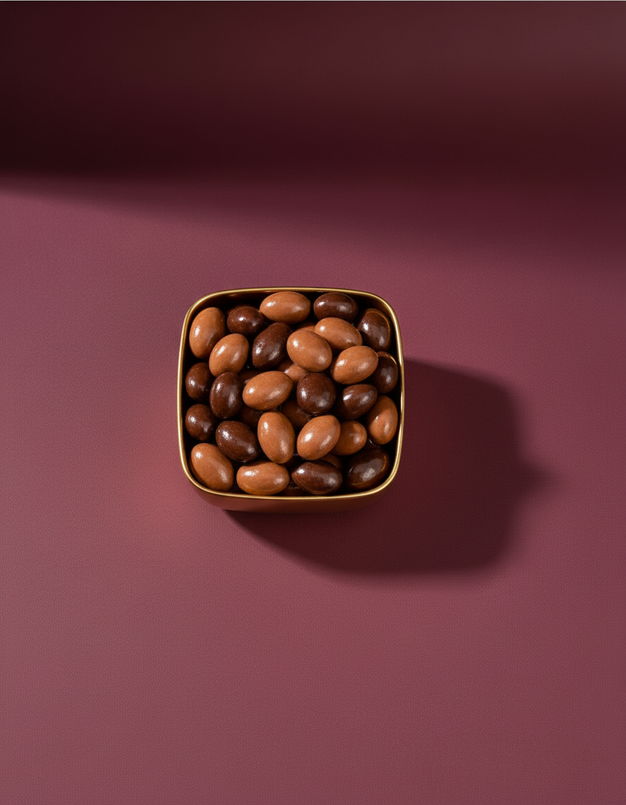 Amandes enrobées aux trois chocolats