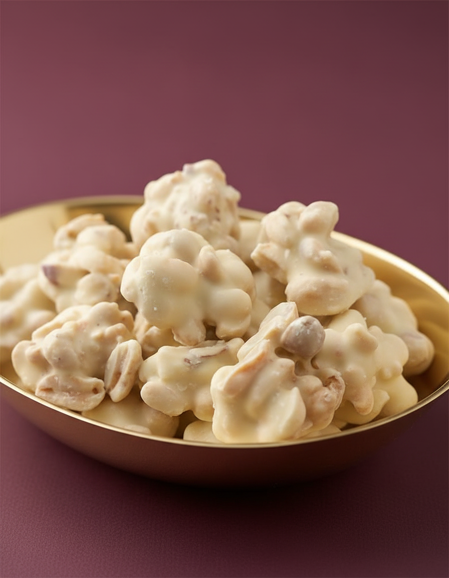 Rochers de cacahuètes enrobées de chocolat blanc