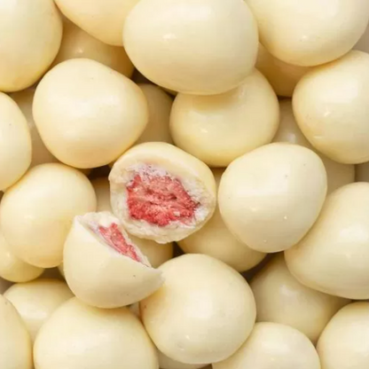 Fraises lyophilisées enrobées de Chocolat blanc et Yaourt 250g