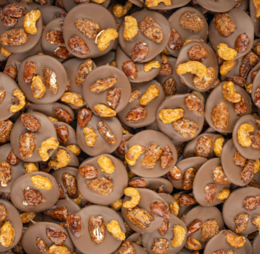 Mendiants au chocolat au lait avec des fruits secs caramélisés 200g