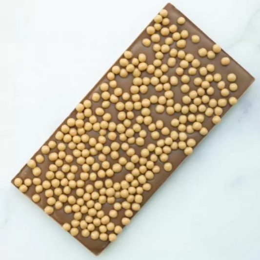 Barre de chocolat au lait et caramel crispy et fleur de sel 110g